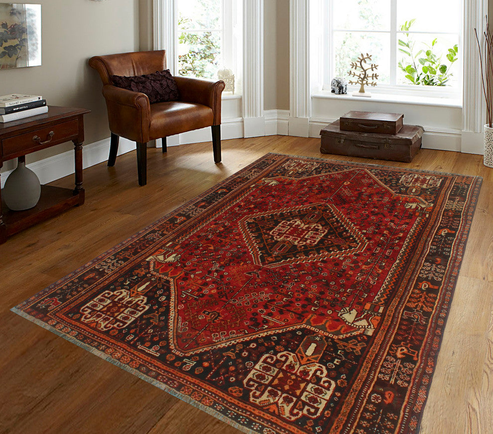 Fine Vintage Distressed Negeen Rust Rug