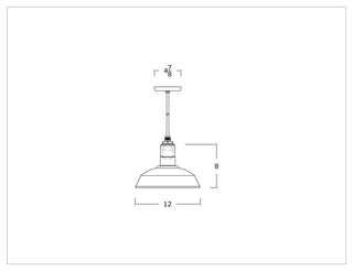 12" Steel Farmhouse Style Pendant Light, El Segundo, Red, Black Cord