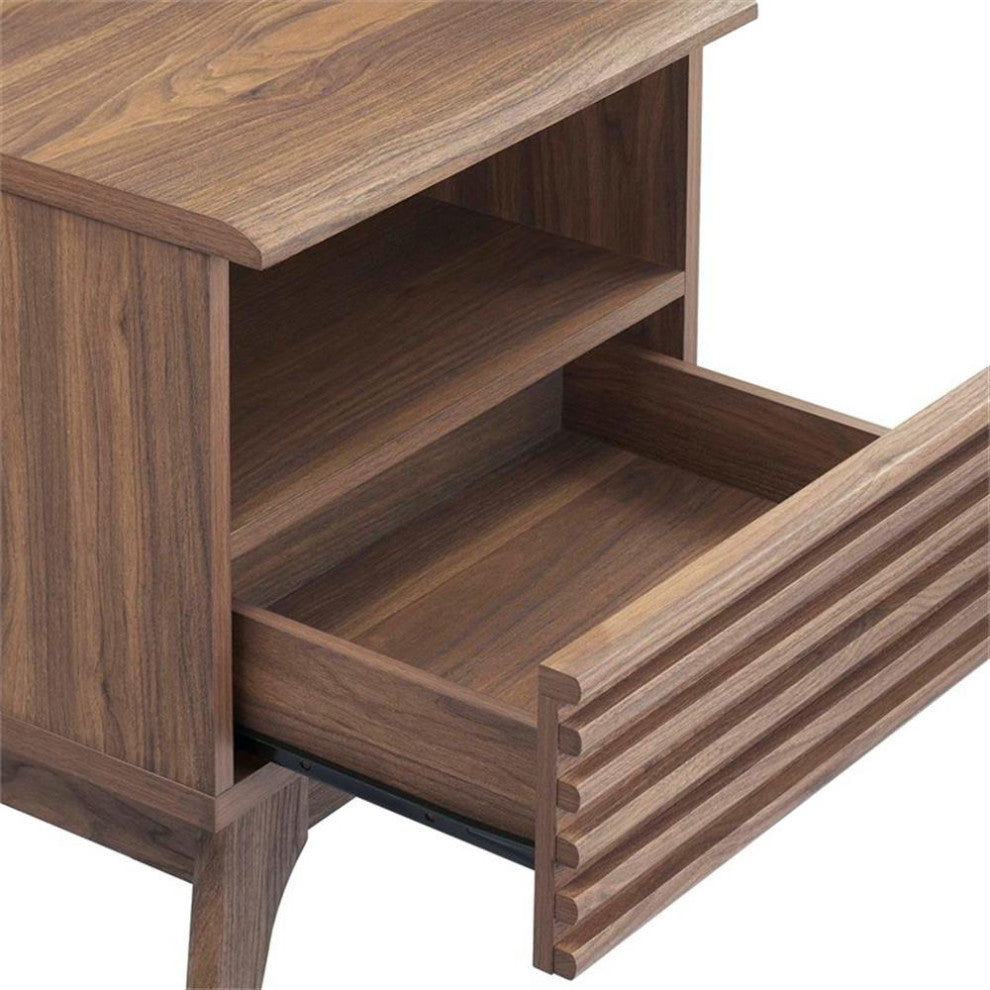 Modway Render Modern Particleboard Wood Nightstand - Walnut Finish
