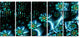 Bright Blue Fractal Flowery Sky, Abstract Wall Art Canvas, 60"x28", 5 Panels