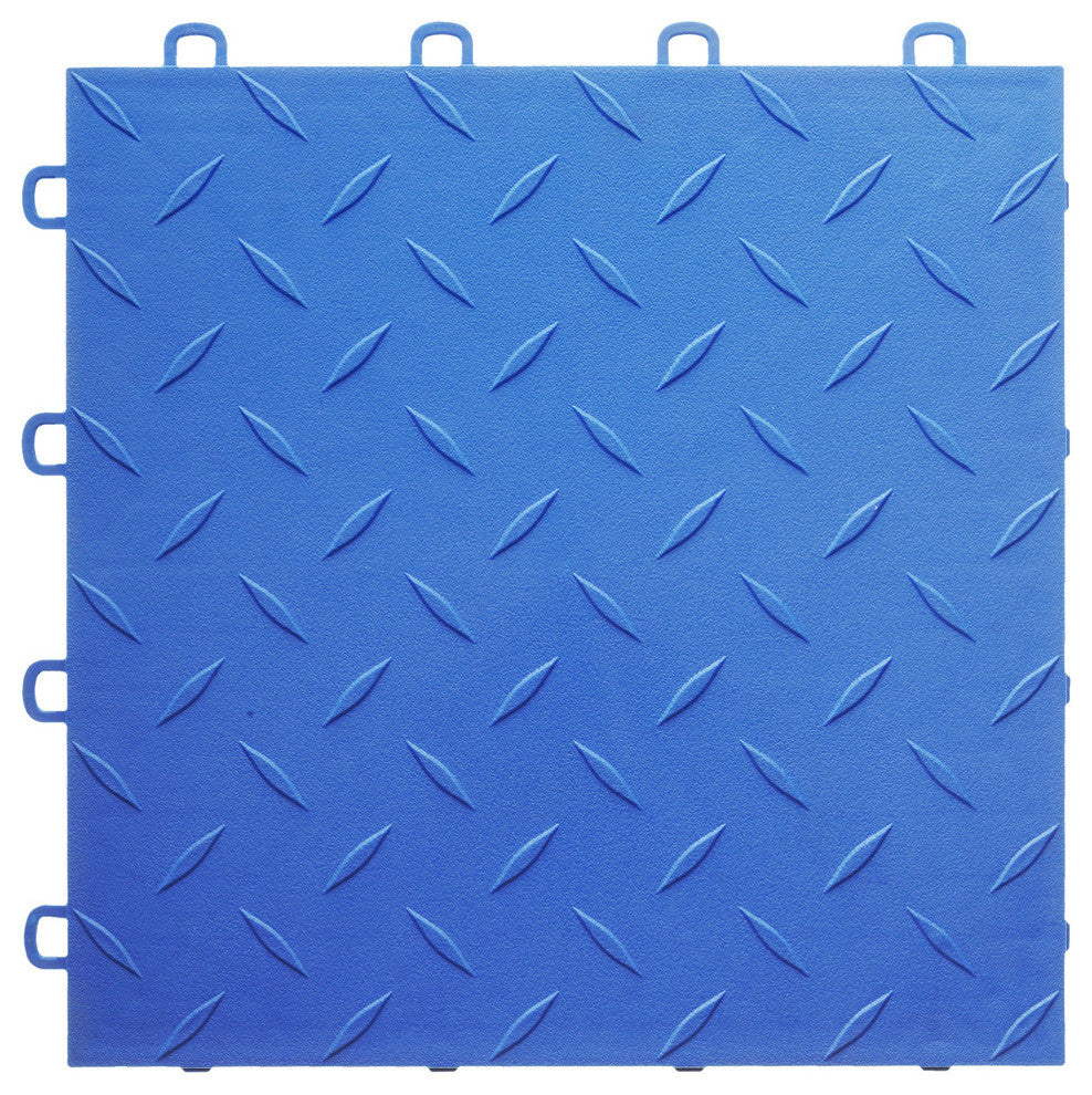 12"x12" Interlocking Garage Flooring Tiles, Diamond Top, Sample, Royal Blue