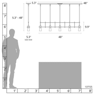 Erlenmeyer 5 Light Pendant, Dark Smoke Finish, Clear Glass