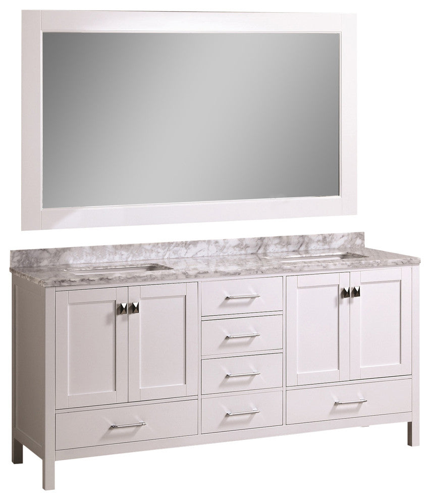 London 72" Double Sink Vanity Set, White