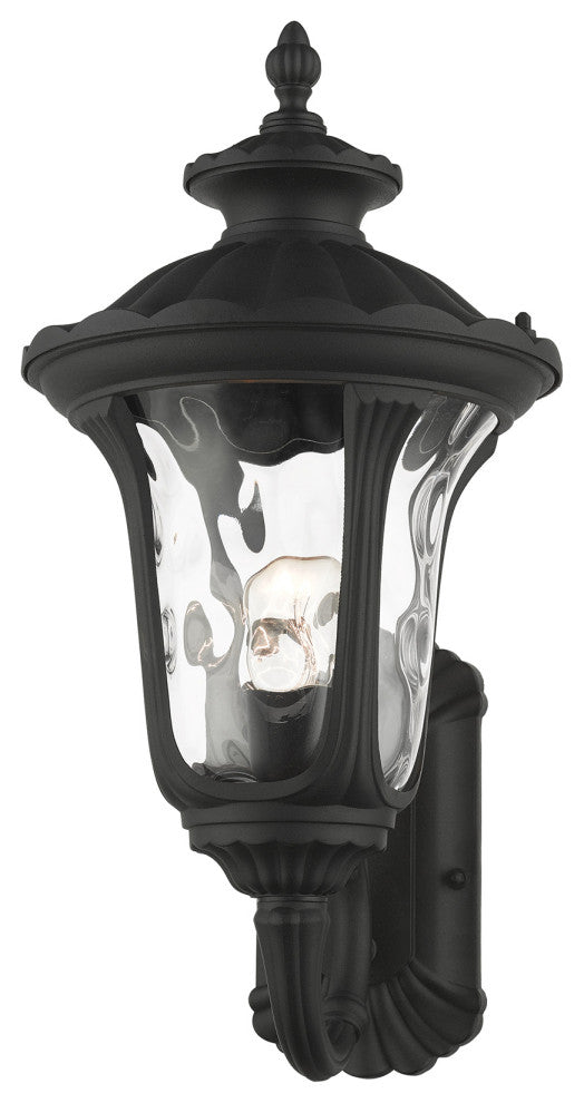 Textured Black Traditional, Victorian, Sculptural, Outdoor Wall Lantern