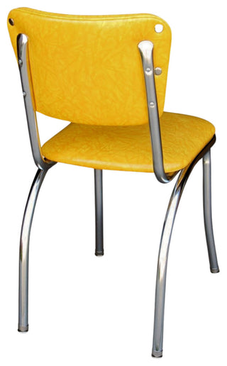 Retro Home Upholstered Dining Chair, Cracked Ice Yellow