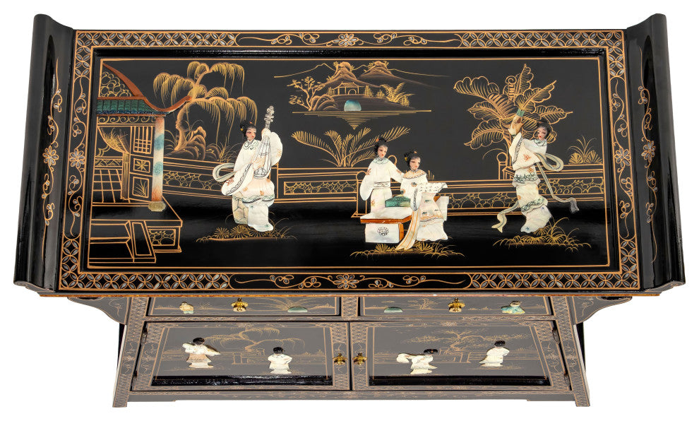 Black Lacquer Altar Cabinet Royal Ladies