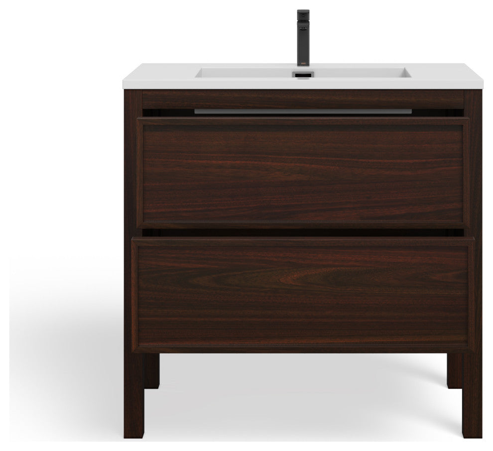 The Shiloh Bathroom Vanity, Dark Walnut, 36", Single Sink, Freestanding