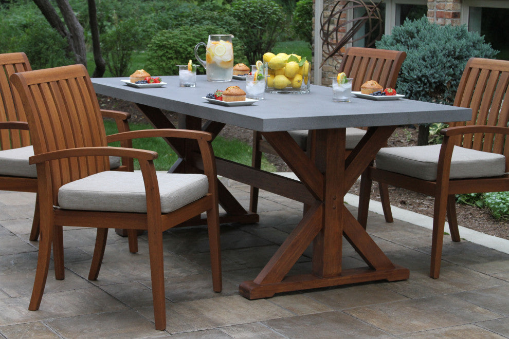 Cabos Eucalyptus Stacking Armchairs With Olefin Cushions, Set of 4
