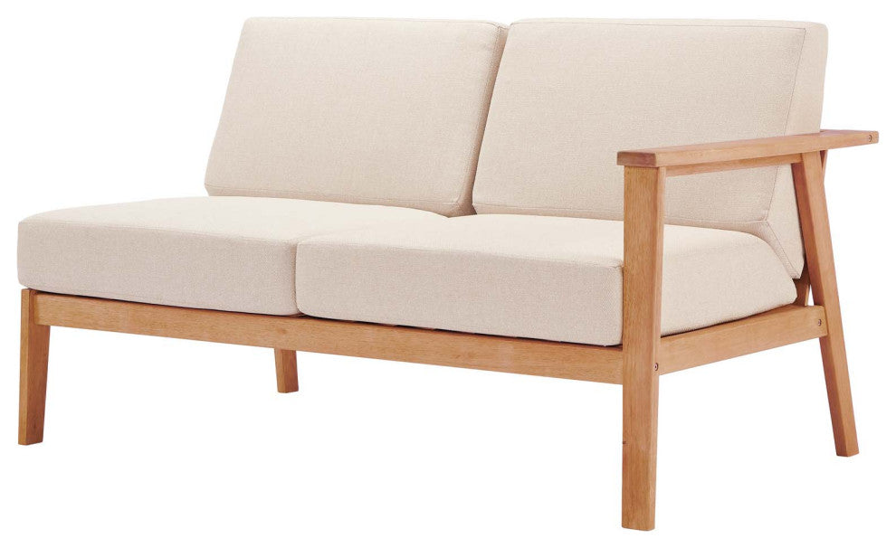 Lounge Sectional Sofa Chair Set, Wood, Brown Natural Taupe Gray, Modern, Outdoor