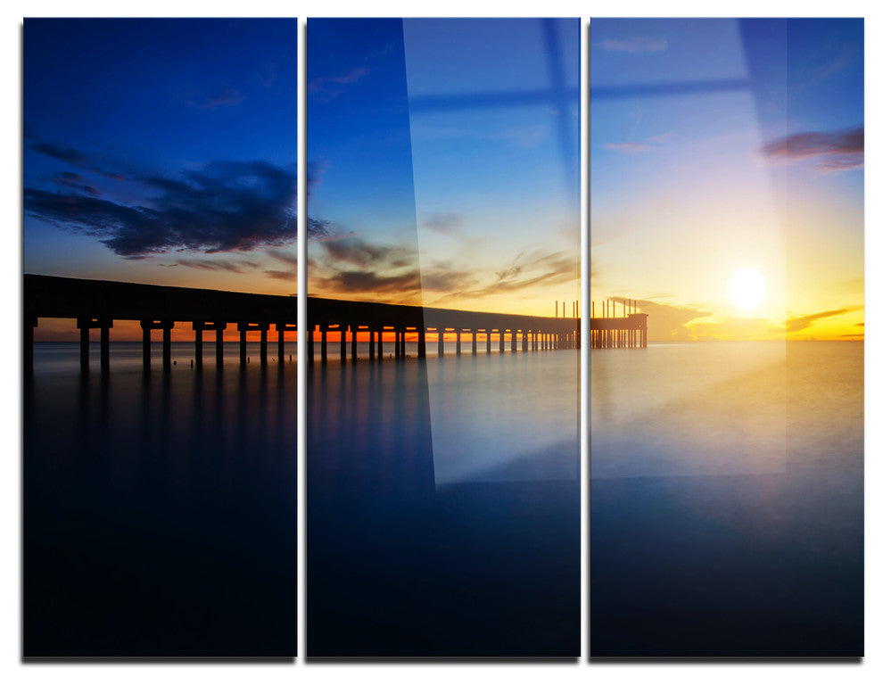 "Abandoned Piers in the Sea" Photo Metal Wall Art, 3 Panels, 36"x28"