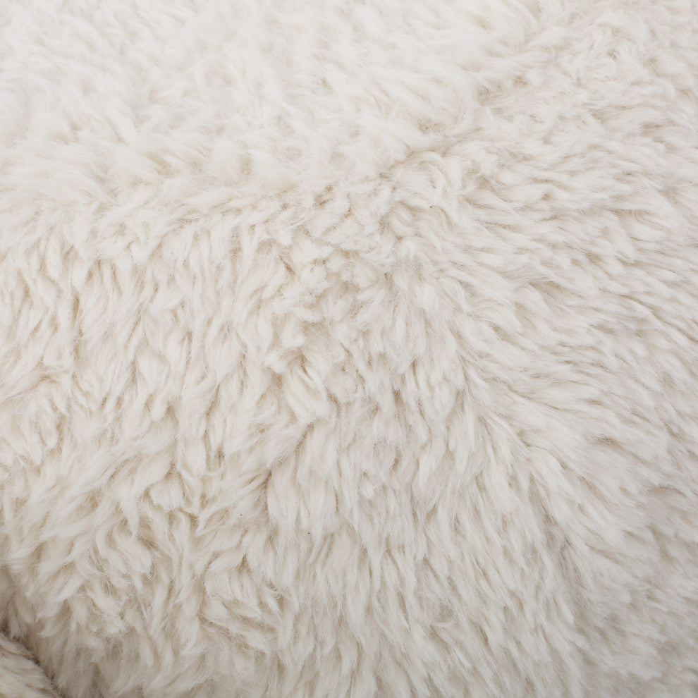 GDF Studio Brebis White Velvet Sheep Ottoman