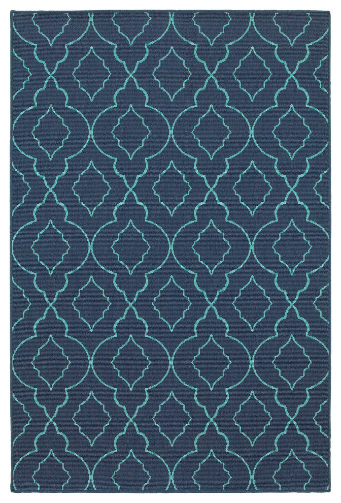 Oriental Weavers Meridian Navy/Blue Lattice Indoor/Outdoor Rug 5'3"X7'6"
