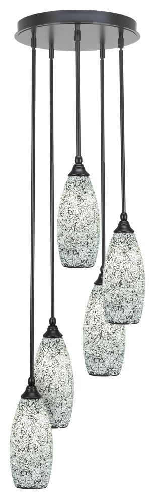 Empire 5-Light Cluster Pendalier, Matte Black/Black Fusion