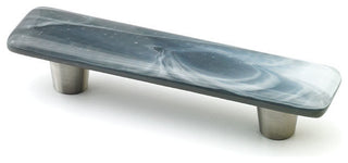 Shell Unique Handmade Glass Cabinet Hardware, 3" cc Pull Handle, Misty Gray