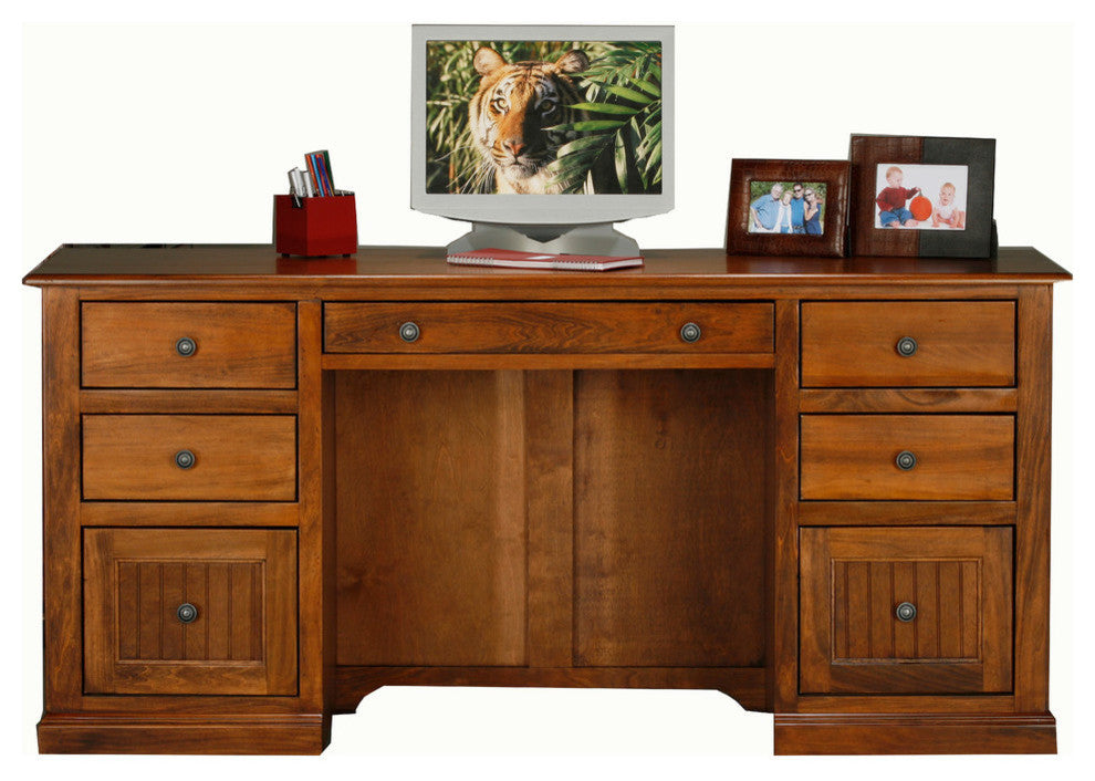 Eagle's Coastal Double-Pedestal Desk, Executive Office Desk, Interesting Aqua