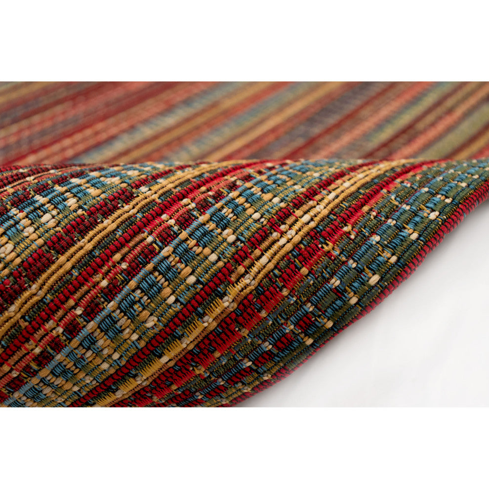 Marina Stripes Indoor/Outdoor Rug, Saffron, 7'10"x9'10"