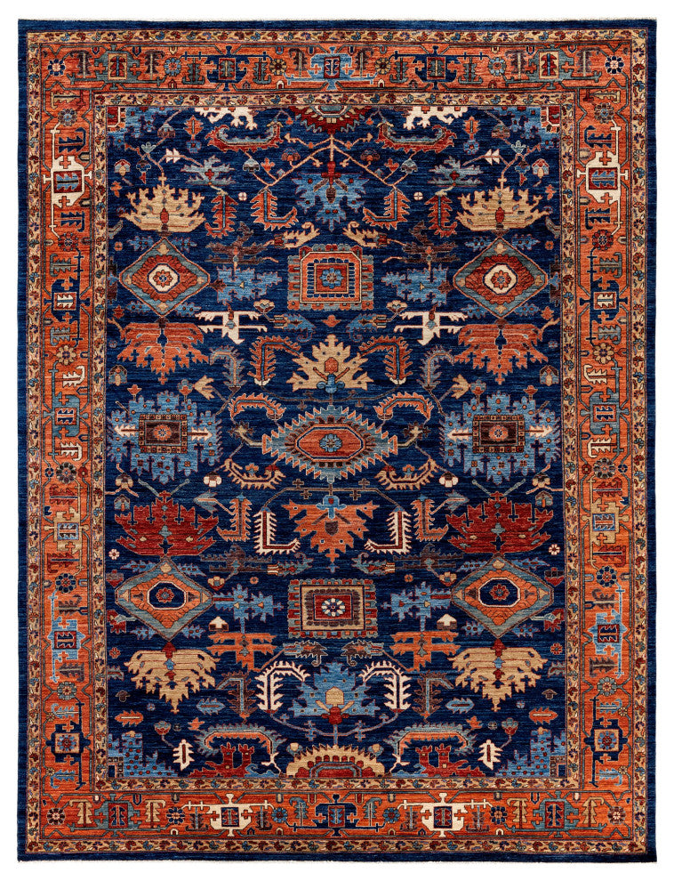 Serapi One-of-a-Kind Hand-Knotted Area Rug Blue, 8'11" x 11'9"
