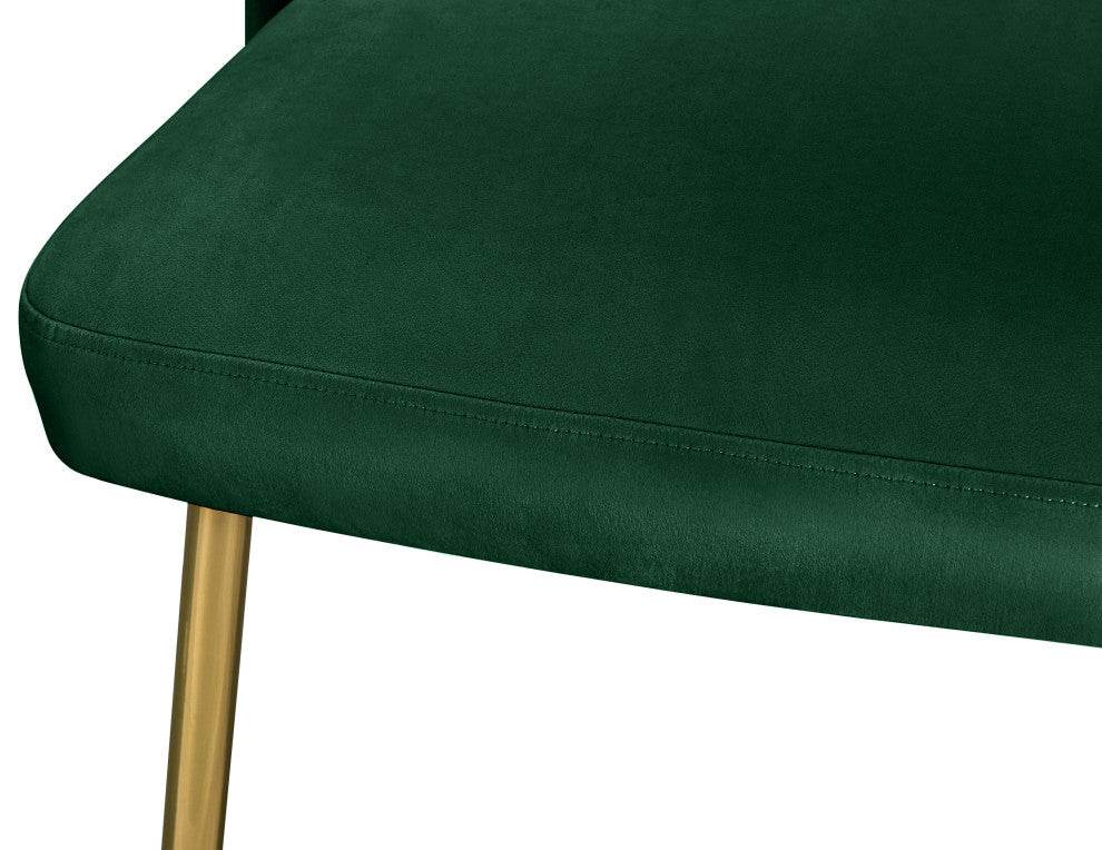 Logan Velvet Dining Chairs With Brushed Gold Legs (Set of 2), Green