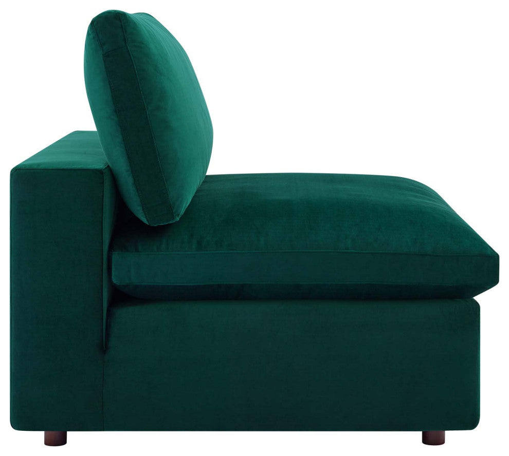 Commix Down Filled Overstuffed Performance Velvet 6-Piece Sectional Sofa Green