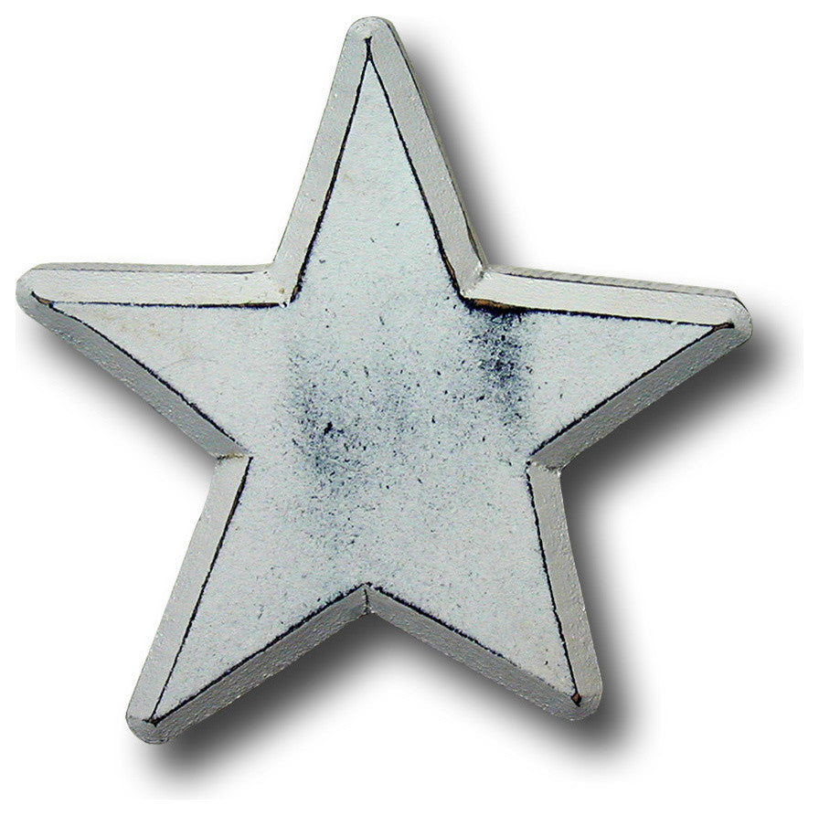 Distressed Star Wooden Drawer Pull, White