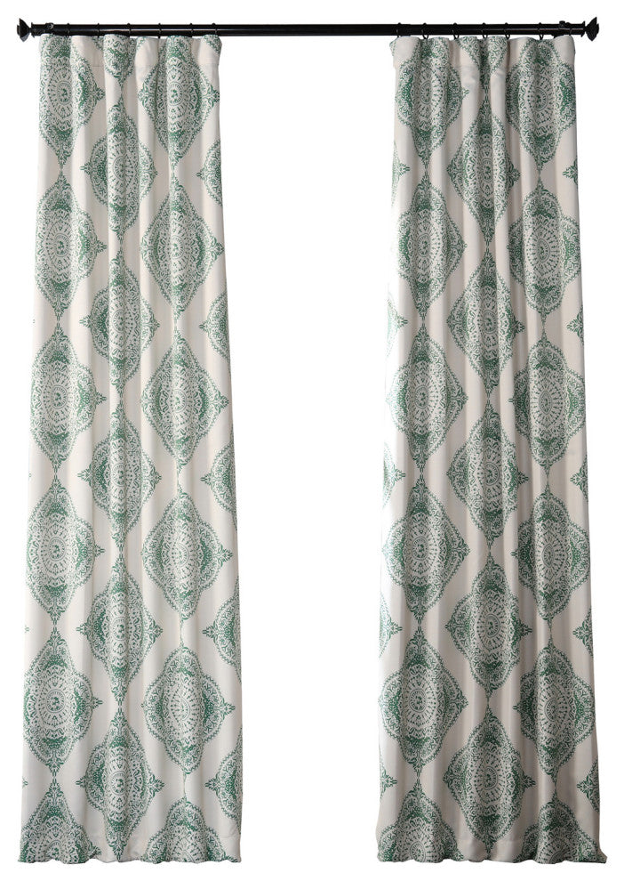 Henna Clover Blackout Room Darkening Curtain, Set of 2, Clover, 50"x108"