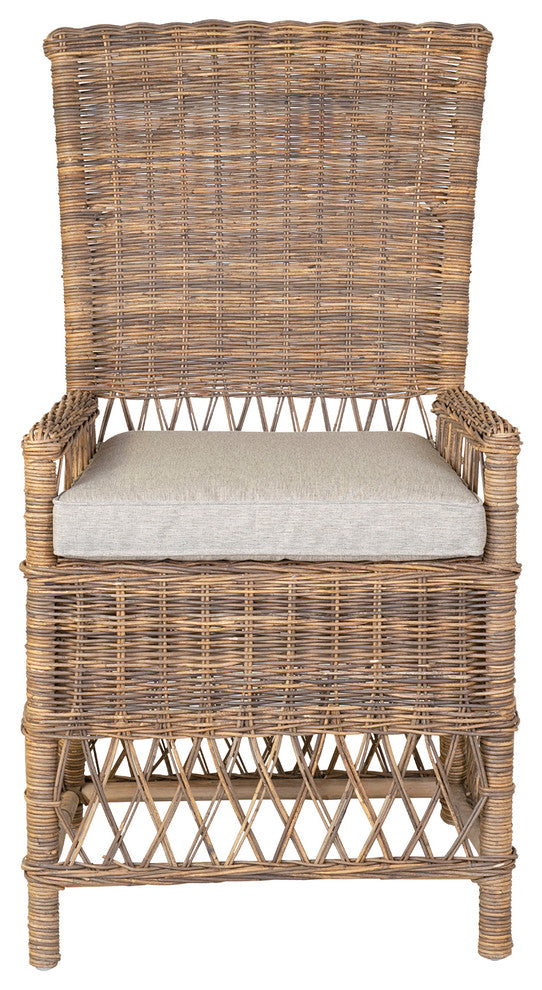 East at Main Serena Grey Rattan Dining Chair with Cushion