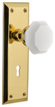 New York Plate with Keyhole Single Dummy Waldorf White Milk Glass Knob