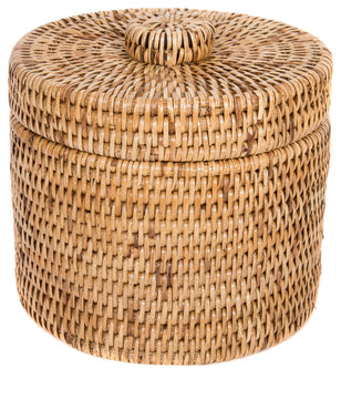 Artifacts Rattan Round Single Tissue Roll Box, Honey Brown