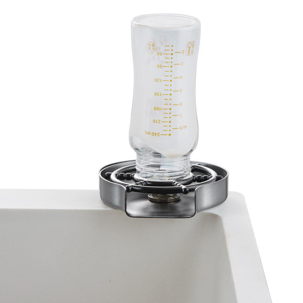 VEVOR Glass Rinser 10-Hole 360Â° Rotating Stainless Steel Washer ABS Cup Holder