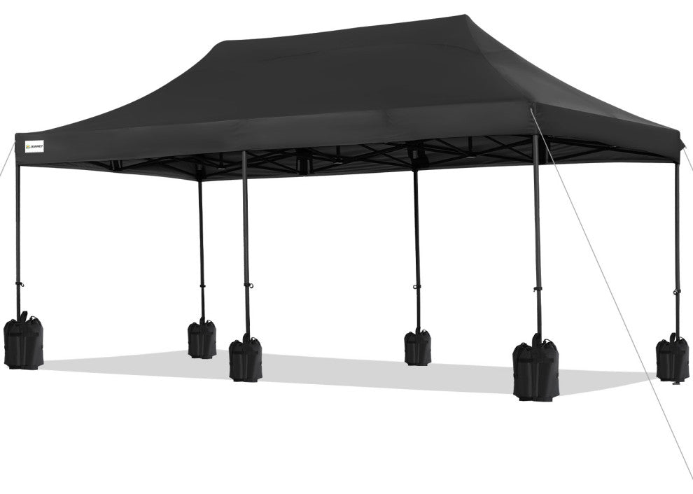 JEAREY Pop Up Canopy Tent, Outdoor Canopy, 4 Sand Bags, Black, 10x20ft