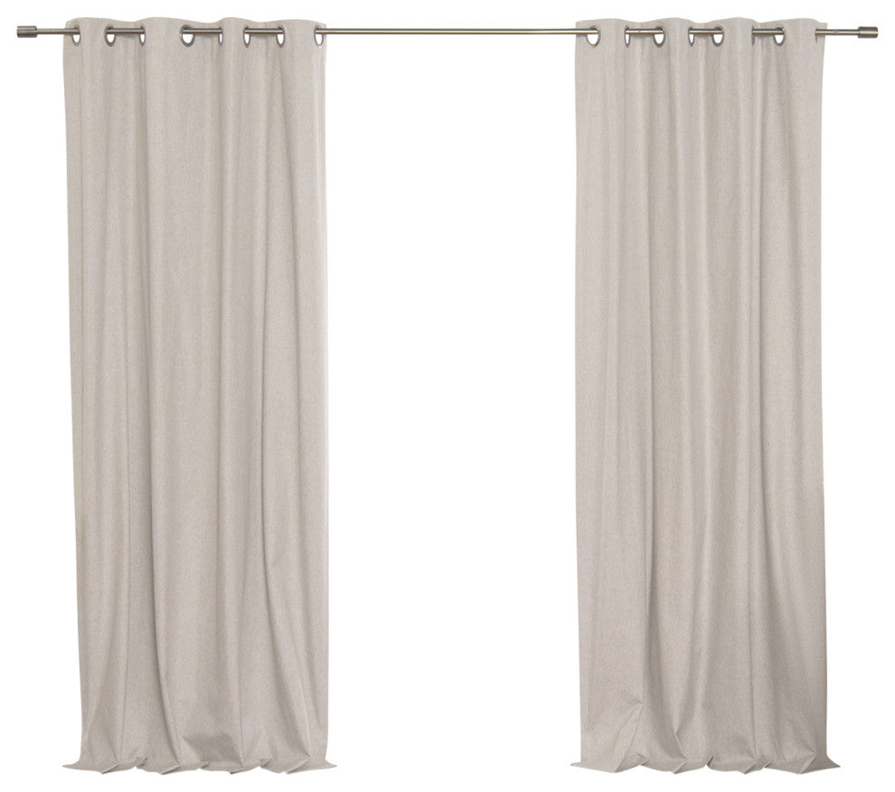 Linen Textured Grommet Thermal Total Blackout Curtains, Natural, 52"x63"