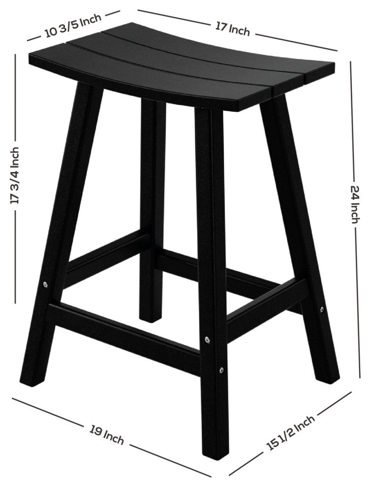 WestinTrends 24" Outdoor Patio Adirondack Plastic Counter Stool, Saddle Seat, Navy Blue