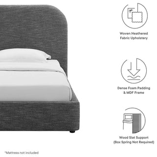 Keynote Upholstered Fabric Curved Twin Platform Bed, Heathered Weave Slate