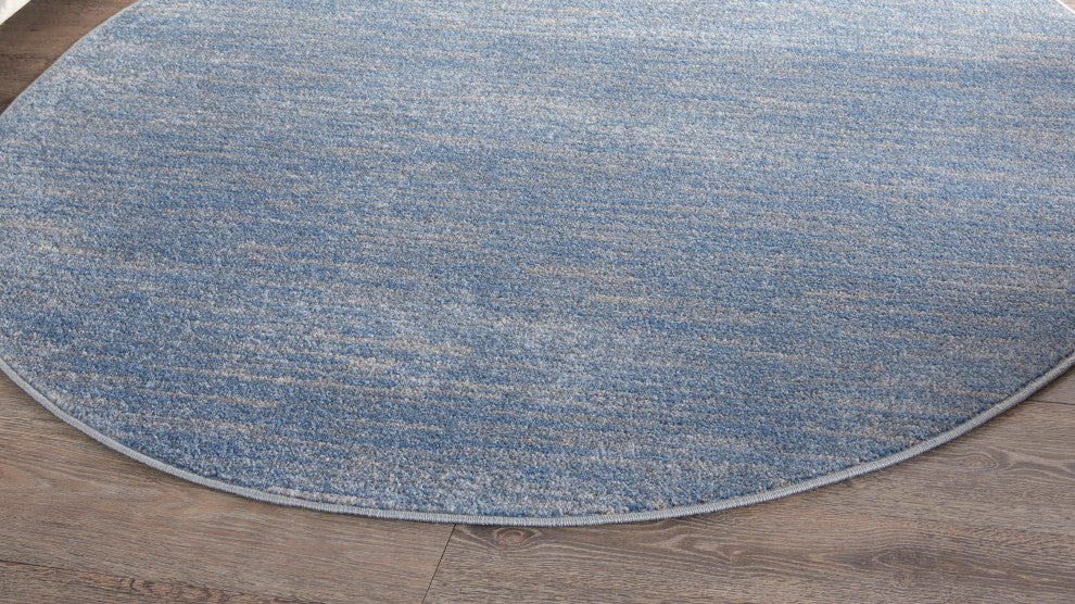 Nourison Essentials 6' x Round Blue/Grey Outdoor Area Rug