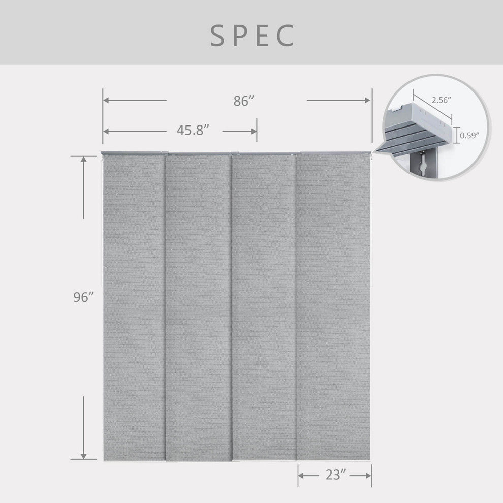 Adjustable Sliding Panel Track Blind 45.8"-86" W x 96" L, Classic, Diamond Silve