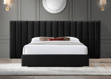 Pablo Velvet Upholstered Bed, Black, Queen