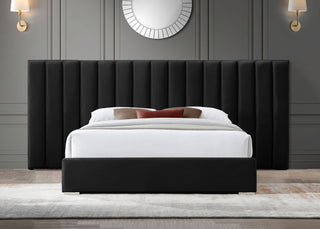 Pablo Velvet Upholstered Bed, Black, Queen