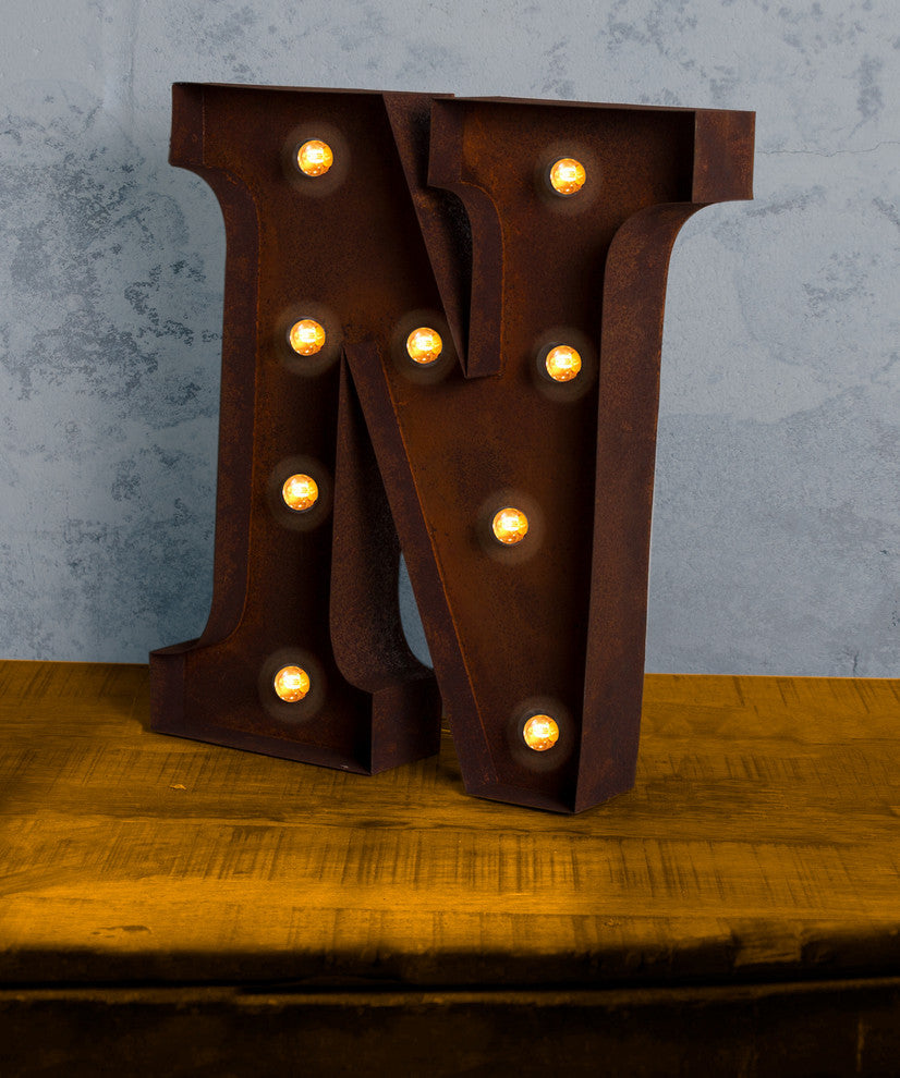 Vintage Retro Lights and Signs Letter "N"