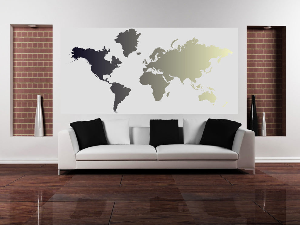 Studio Map Mural, Grey and Bronze Gradient, Peel and Stick, 1 Panel, 124"x60"