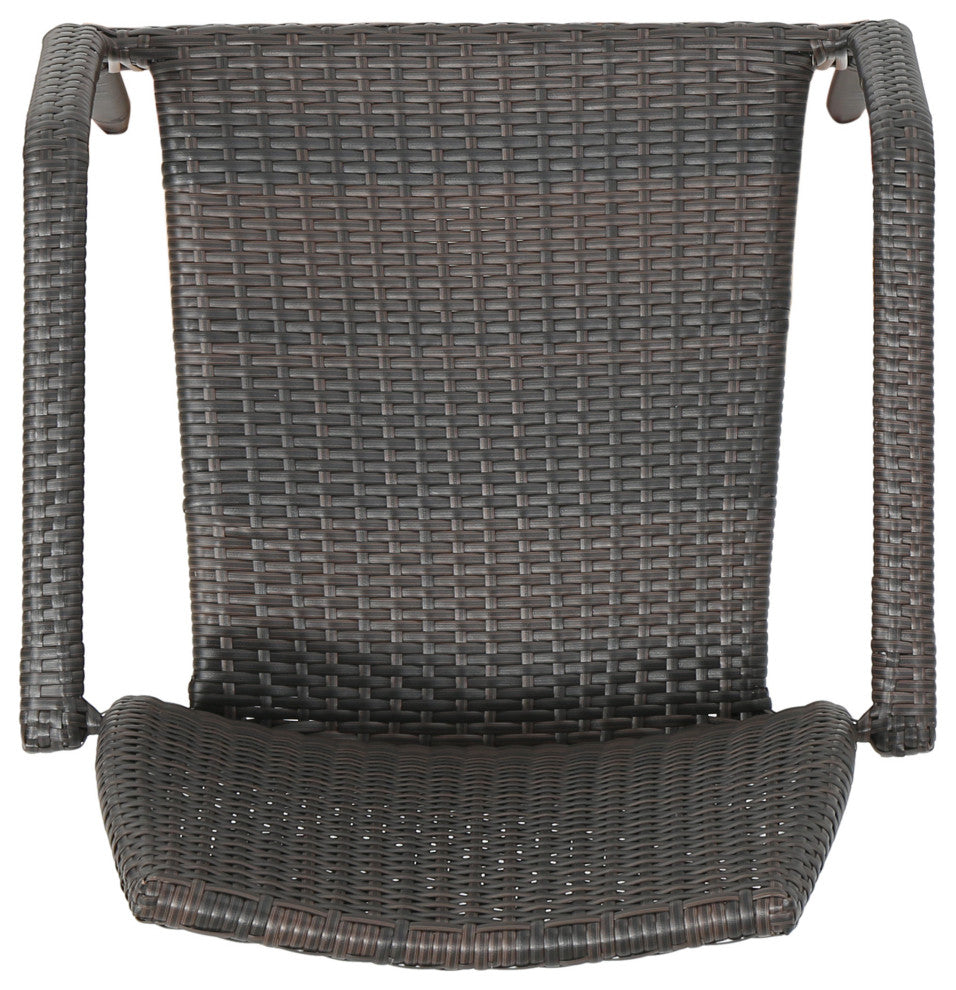 GDF Studio 5-Piece Knightley Outdoor Multi-Brown Wicker Dining Set