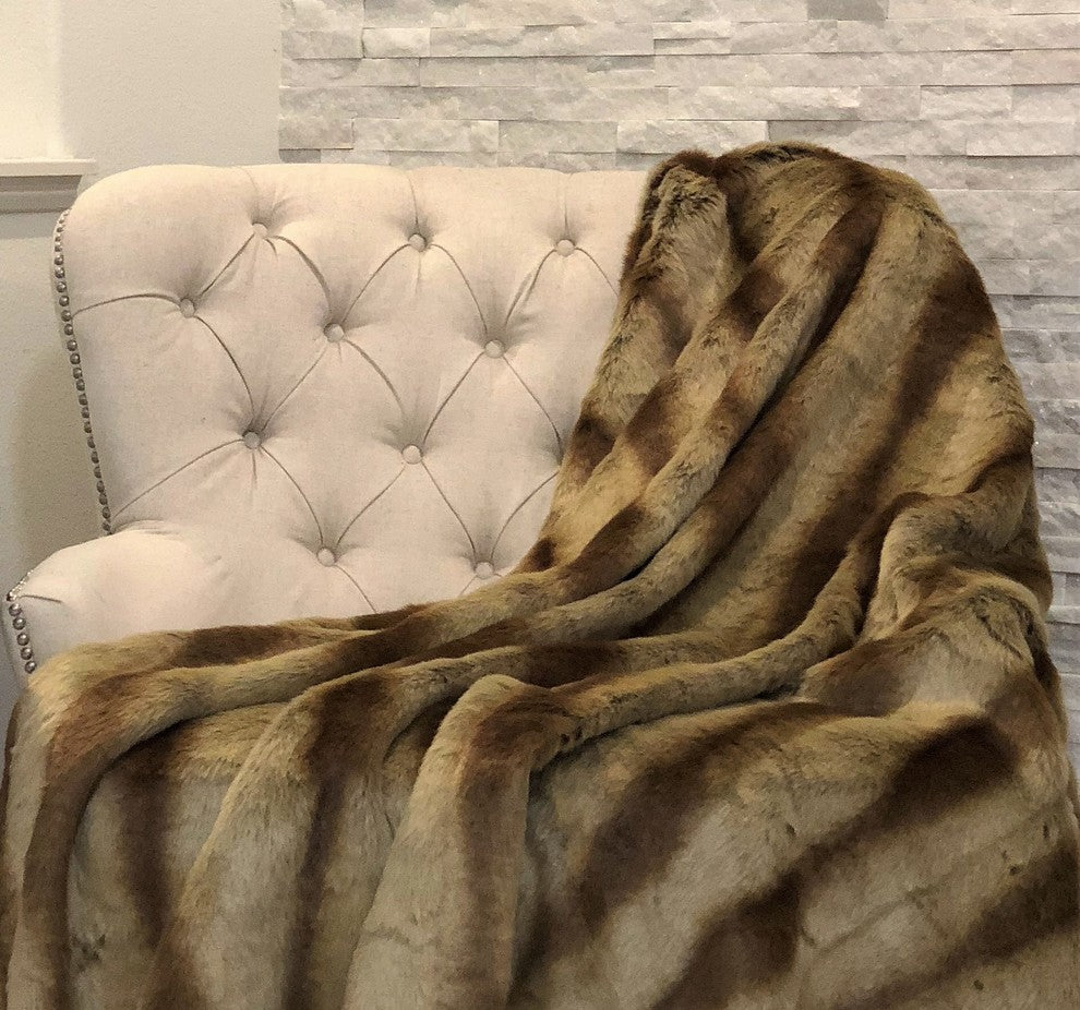 Plutus Sheared Faux Chinchilla Throw Blanket, 102x116