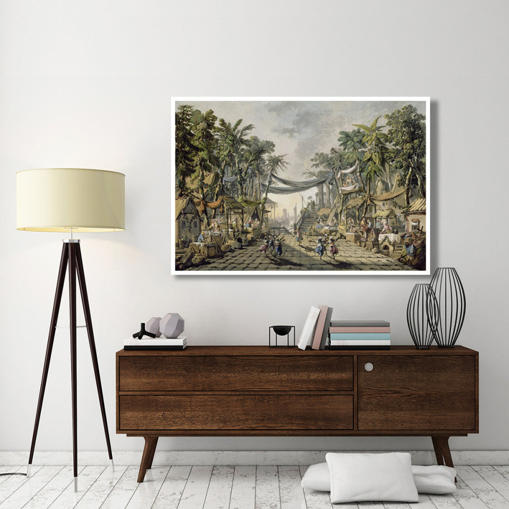 "Market Scene in an Imaginary Oriental Port" Paper Art, 62"x42"