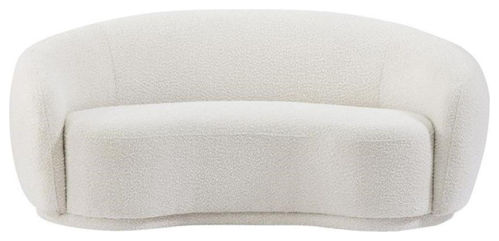 Maklaine Contemporary Boucle Fabric Loveseat With Rounded Back in Cream