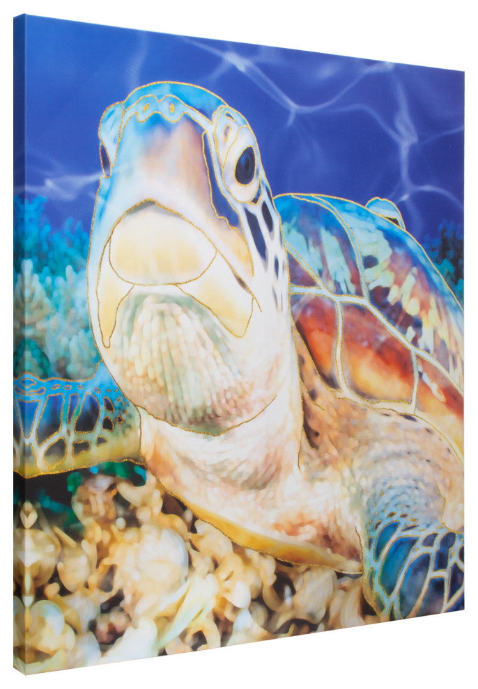 American Art Decor Sea Turtle Outdoor Canvas Art Print, 35"x35"