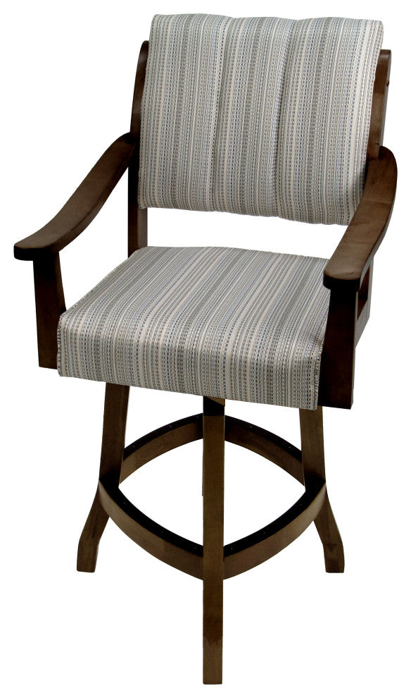 Swivel Counter Wood Bar Stool Casa on S-Base, Natural Fun and Dark Mahogany, 26"