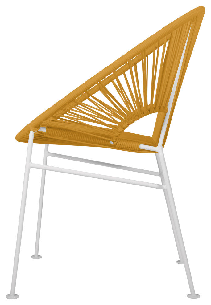Concha Indoor/Outdoor Handmade Dining Chair, Caramel Weave, White Frame