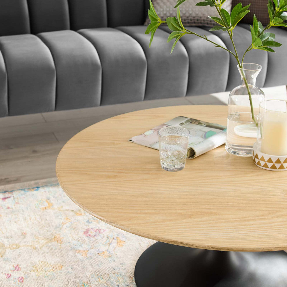 Tulip 36" Wood Coffee Table-Black Natural