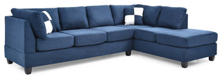 Solana Micro Suede Sectional, Navy Blue Micro Suede