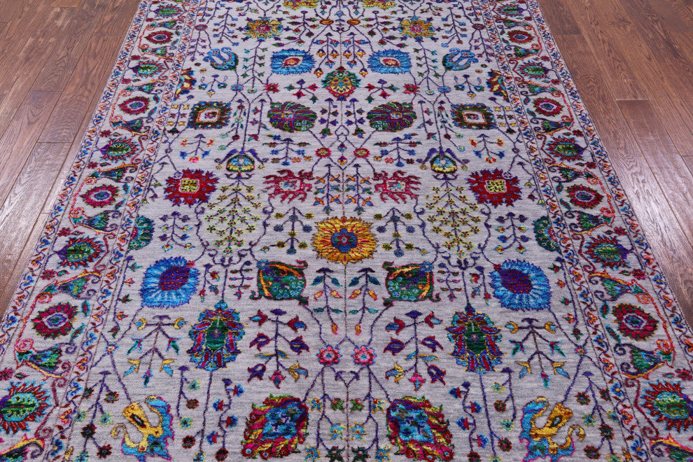 6' 1" X 9' 1" Persian Wool & Silk Hand Knotted Rug - Q13493