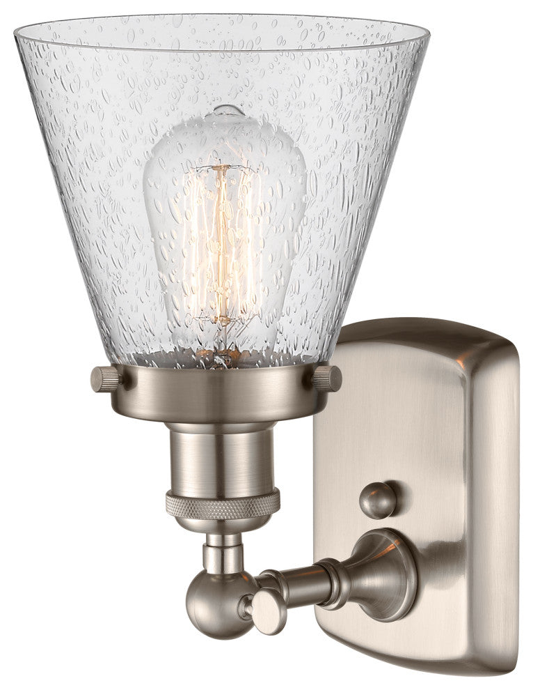 Small Cone 1-Light Sconce, Brushed Satin Nickel, Seedy